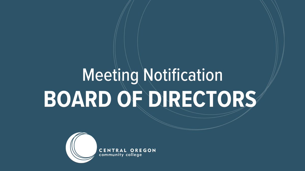 The COCC board of directors will hold its monthly meeting at 5:45 p.m. on Wednesday, June 11, at the Prineville campus, Room 119, 510 SE Lynn Blvd. The meeting is open to the public and also viewable on COCC's YouTube page: youtube.com/user/CentralOr…

Agenda: cocc.edu/about/board-of…