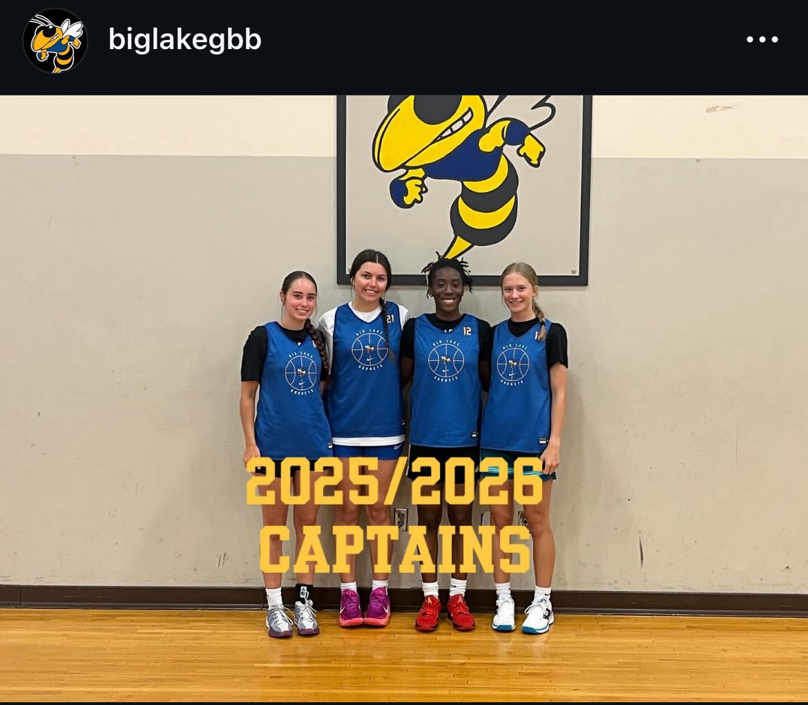 Big Lake Girls Basketball Captains for the 2025/2026 Season. Ashley F, Lexi P, Shiloh E and Greta L!