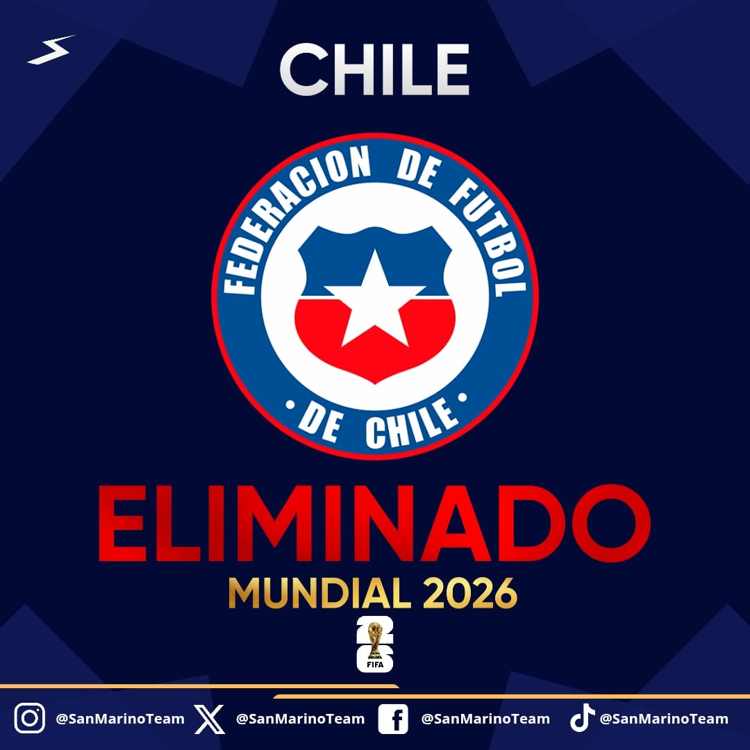 Chile es el primer eliminado de las eliminatorias sudamericanas. 🇨🇱

No va a jugar el Mundial 2026. 🏆