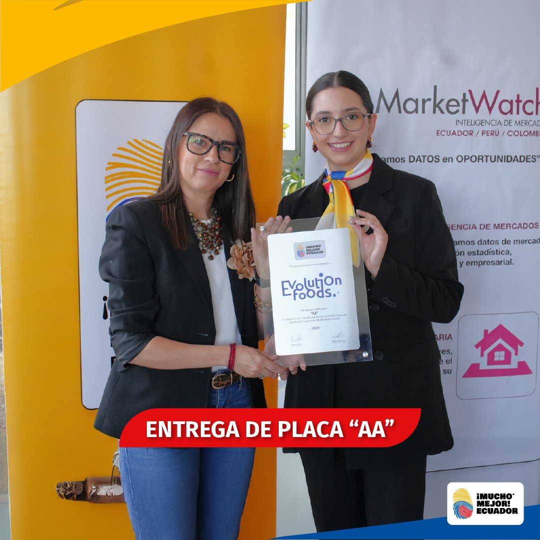#NovedadesSocios | Durante nuestro Encuentro Mira Quito, tuvimos el honor de entregar la placa "AA" a nuestra empresa socia Evolution Foods.🏅🎉

Este galardón representa el compromiso continuo de Evolution Foods por mantener su liderazgo en calidad, con la responsabilidad de