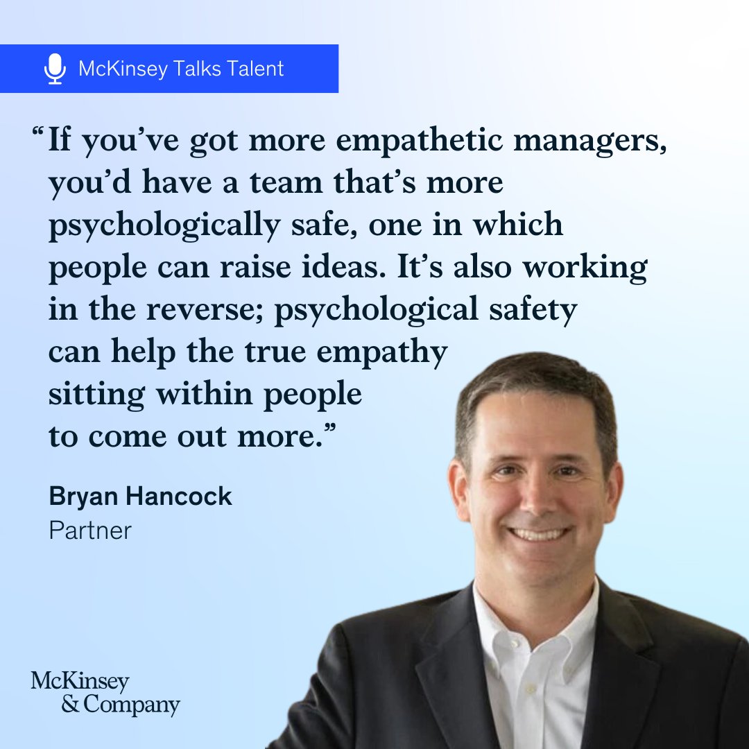 What role does empathy play at work? More than you might think.

Empathy can strengthen culture, boost productivity, and support healthier, more connected teams. Explore how to build more empathetic workplaces, and why it matters. mck.co/3StHuks