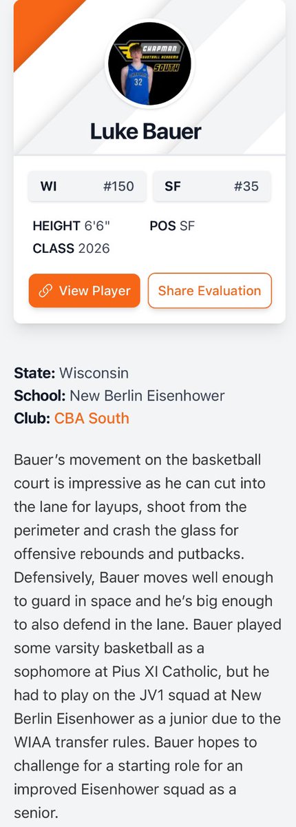 Luke Bauer (@lbauer32) on Twitter photo Thank you <a href="/WisBBYearbook/">Mark Miller</a> for the write up from the WBBY Exposure Camp at Viterbo University.
<a href="/KevinMoses38/">Kevin Moses LLC</a> Thank you <a href="/WisBBYearbook/">Mark Miller</a> for the write up from the WBBY Exposure Camp at Viterbo University.
<a href="/KevinMoses38/">Kevin Moses LLC</a>