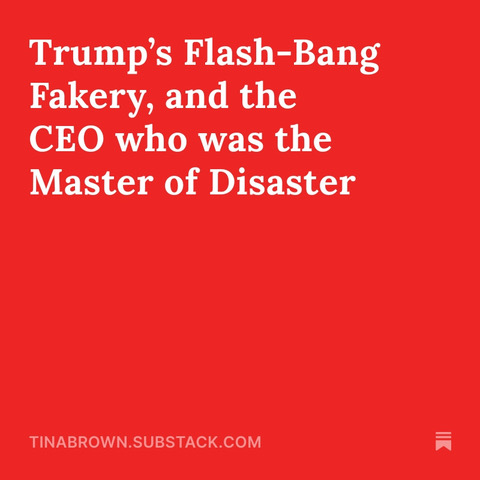 TinaBrownLM's tweet image. Just posted my take on new Democratic hazards in the LA protests and the return of the deported Abrego Garcia, plus why I hate doomed OceanGate submersible CEO Stockton Rush.
Check it out on Fresh Hell on Substack!
tinabrown.substack.com/p/trumps-flash…