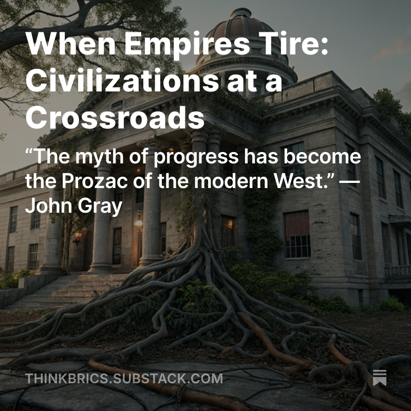 🌍 The West’s Reign Ends, A New World Awakens
“The myth of progress has become the Prozac of the modern West.” — John Gray

Dive into Global Insight Review's explosive analysis with thinkers like Alexander Dugin, Jeffrey Sachs, and Constantin von Hoffmeister as they dissect the