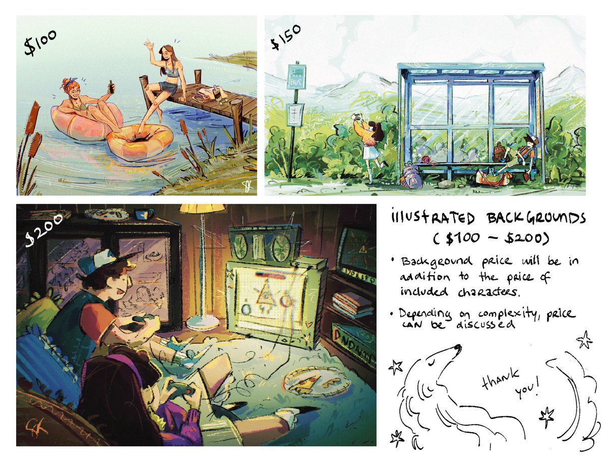 updated my comm sheet! i'm doing backgrounds again!