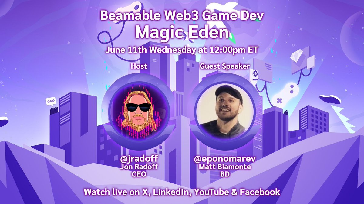 Get ready for tomorrow with Matt Biamonte on our Web3 Game Dev Livestream!
Join us Wednesday June 1