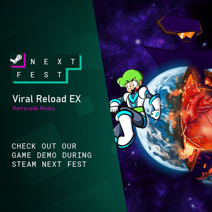 Retrocade_Media's tweet photo. Our game #ViralReloadEX is in Steam Next Fest!!! I've been working on  it for 5 years now, and I almost died in the process. The demo is rad and if you love #shmups or #bullethell games I think you'll get a kick out of it!

#indiegamedev #gamedev https://t.co/DzgD25FAmM