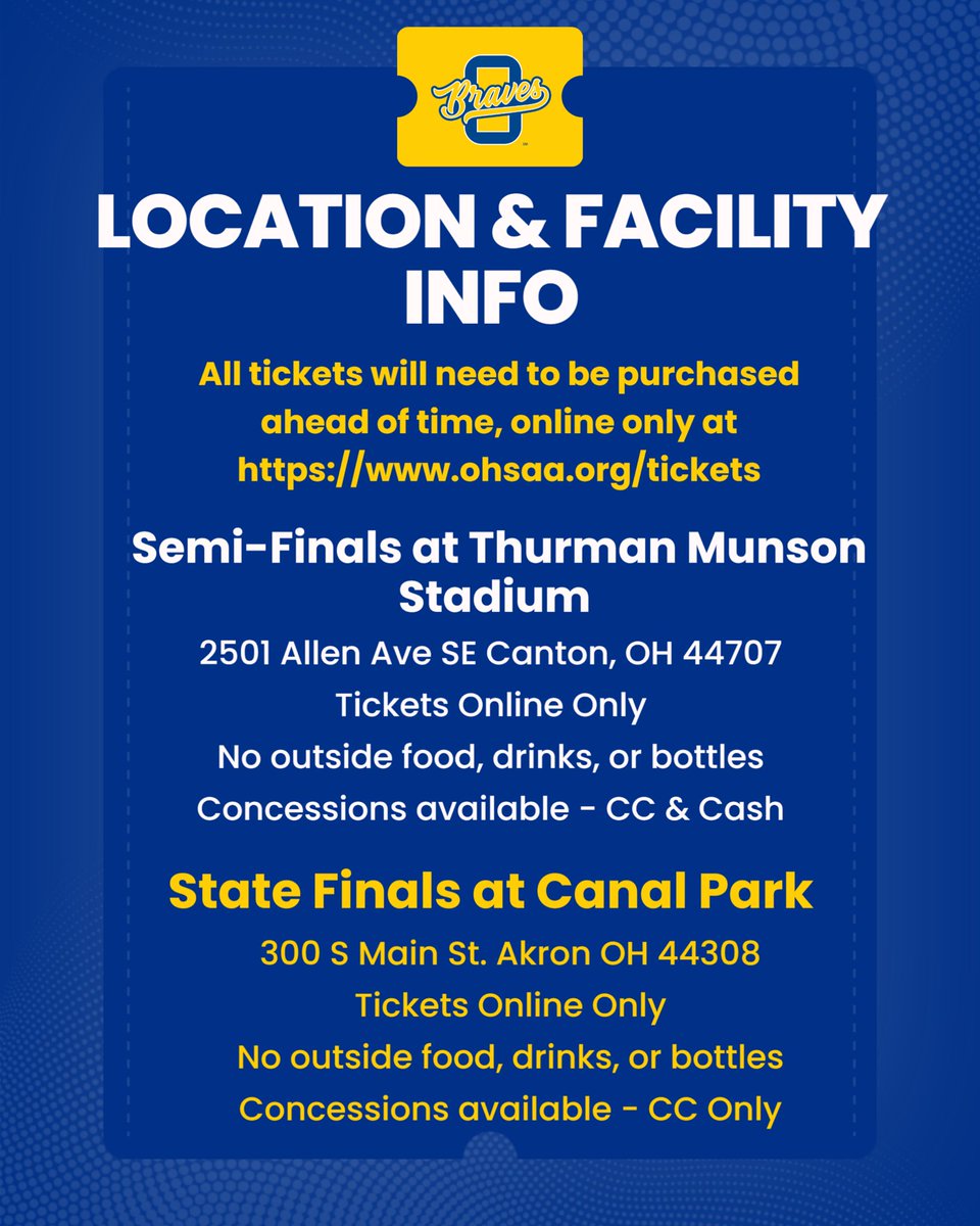 OHSathletics's tweet image. Baseball State Championships Info
#GoBraves