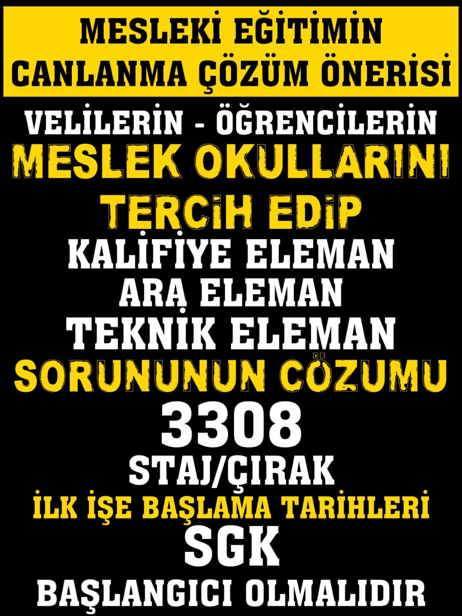 <a href="/platfrmcirakstj/">STAJ VE ÇIRAKLIK SİGORTASI MAĞDURLARI PLATFORMU</a> <a href="/RTErdogan/">Recep Tayyip Erdoğan</a> <a href="/_cevdetyilmaz/">Cevdet Yılmaz</a> <a href="/isikhanvedat/">Prof. Dr. Vedat Işıkhan</a> <a href="/Yusuf__Tekin/">Yusuf Tekin</a> <a href="/memetsimsek/">Mehmet Simsek</a> <a href="/csgbakanligi/">T.C. Çalışma ve Sosyal Güvenlik Bakanlığı</a> <a href="/HMBakanligi/">T.C. Hazine ve Maliye Bakanlığı</a> <a href="/tcmeb/">Millî Eğitim Bakanlığı</a> <a href="/cbsbb/">T.C. Cumhurbaşkanlığı Strateji ve Bütçe Başkanlığı</a> <a href="/adalet_bakanlik/">T.C. Adalet Bakanlığı</a> <a href="/TCCBHPK/">Cumhurbaşkanlığı Hukuk Politikaları Kurulu</a> <a href="/Tisk_kurumsal/">TİSK</a> <a href="/MSCANBAL/">Mehmet Salih CANBAL</a> <a href="/oktay_saral/">Oktay SARAL</a> <a href="/MuratCahidCINGI/">Dr.Murat Cahid CINGI</a> <a href="/dbdevletbahceli/">Devlet Bahçeli</a> <a href="/TatarHummet/">Hümmet TATAR</a> <a href="/yilmaztunc/">Yılmaz TUNÇ</a> <a href="/omerrcelik/">Ömer Çelik</a> <a href="/azmiekinci34/">AZMİ EKİNCİ</a> <a href="/bayramsenocak/">Bayram Şenocak 🇹🇷</a> <a href="/AvBehiye/">Av. Behiye EKER</a> <a href="/RTEdijital/">Erdoğan Dijital Medya</a> <a href="/UlviYonter/">Dr.İzzet Ulvi YÖNTER</a> <a href="/MKalayci42/">Mustafa Kalaycı</a> <a href="/erkanakcay45/">Erkan Akçay</a> <a href="/ifarukaksu/">İsmail Faruk Aksu</a> <a href="/hlmdrgn/">Hilmi DURGUN</a> <a href="/MHP_Bilgi/">MHP</a> <a href="/Mustafa_Destici/">Mustafa Destici</a> <a href="/dogansenturk/">Doğan Şentürk</a> <a href="/selcukktepeli/">Selçuk Tepeli</a> <a href="/osman_girgin/">Osman Girgin</a> <a href="/ekremacikel/">Ekrem Açıkel</a> <a href="/Onuronal_/">Onur Önal</a> <a href="/AtvHaberTurkiye/">Atv Haber</a> <a href="/tv100/">TV100</a> <a href="/HaberturkTV/">Habertürk TV</a> Sayın Cumhurbaşkanım 
<a href="/RTEdijital/">Erdoğan Dijital Medya</a> 
Sayın Türkmen beyimiz 
<a href="/dbdevletbahceli/">Devlet Bahçeli</a> 
BU MAĞDURİYETİN SEBEBİ SİZ DEĞİLSİNİZ BİLİRİZ AMA ÇÖZÜMÜN SİZDEN GELECEĞİNDEN ŞÜPHEMİZ YOKTUR

3308 Mağdurları Olarak
#AdımızStajyerÇırak
#SoyadımızÇalışan