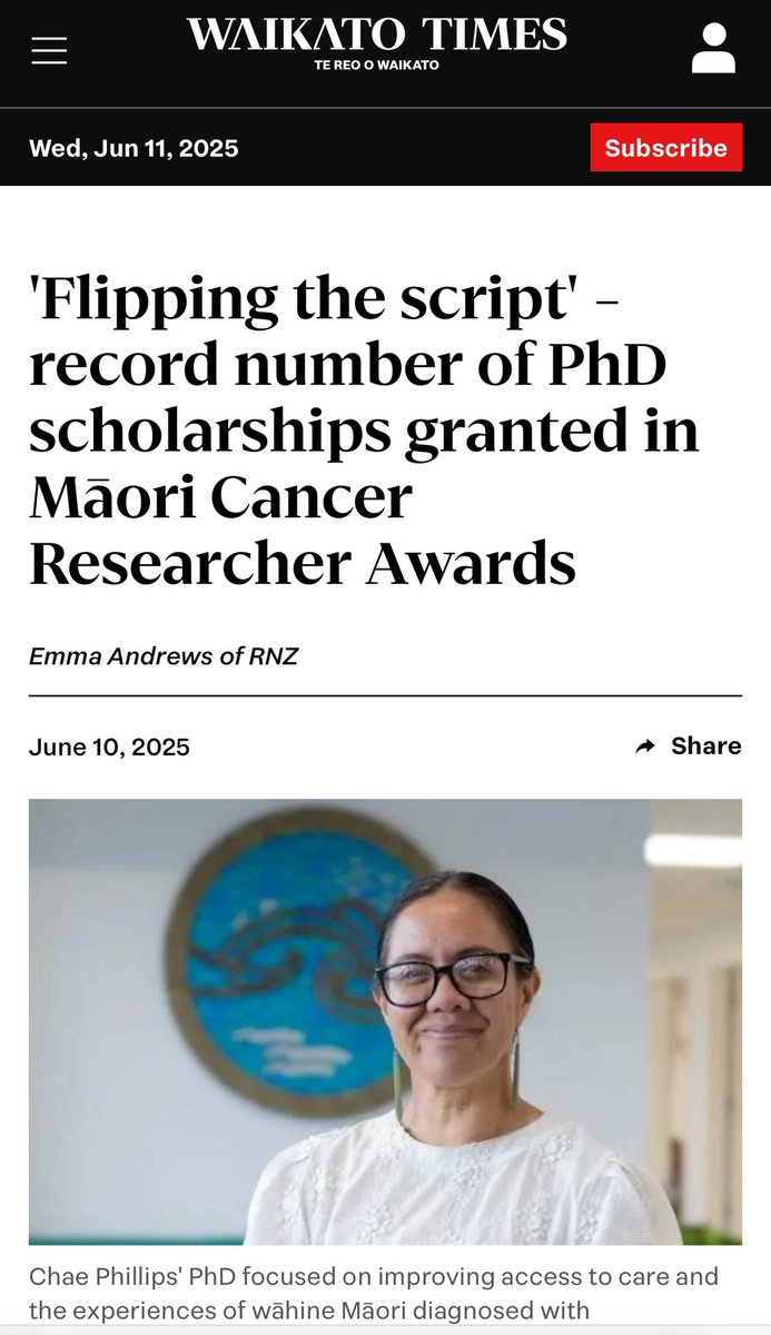 #TODAY
Congratulations to our Chae Phillips from Taakiri Tuu, our Diagnosis &amp; Wellness Centre 👏
▶️Read here: waikatotimes.co.nz/nz-news/360717…