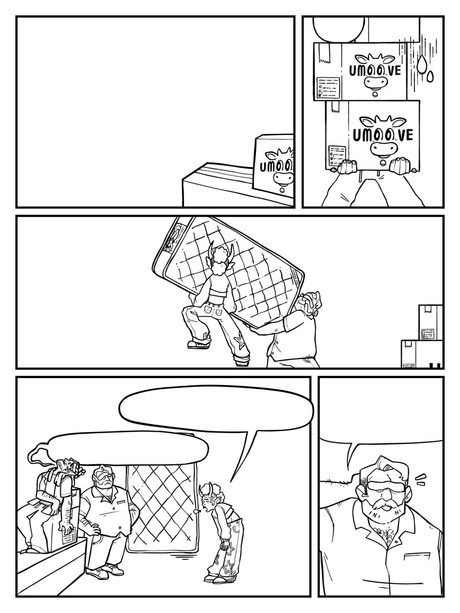 RoomFor3Comic's tweet photo. Move-in day is always filled with hard work.

A WIP of the first page! https://t.co/tZPupOlKJH