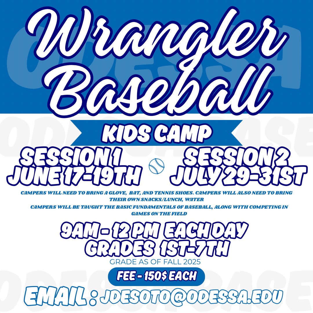Here the Link to sign up for Wrangler Kid Camps!! info.collegebaseballcamps.com/wranglerbaseba… #OCBB #WranglerWay #LSC #ERO #JoinOurBus