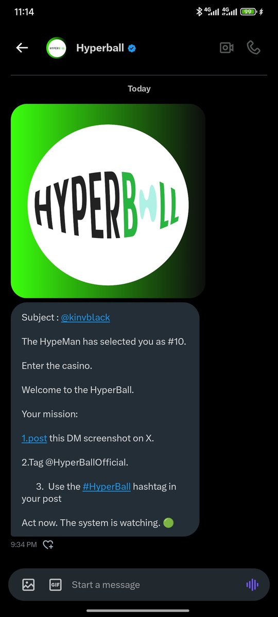 kinvblack's tweet photo. Seems like I was selected 
Don't know what's next 
But it getting interesting 
@hyperball_hl 
#HyperBALL https://t.co/9WfsM5db9T