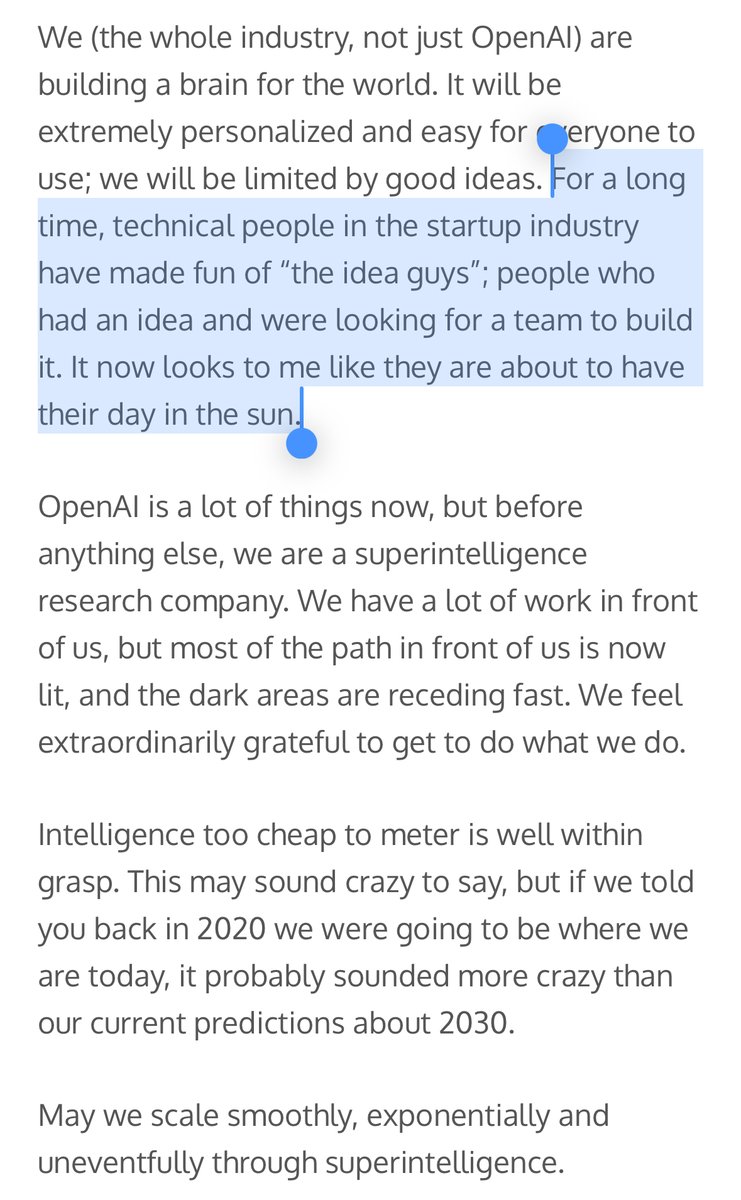 sam altman just dropped a blog post on why we're entering the era of the "idea guy"
so, i wrote dow