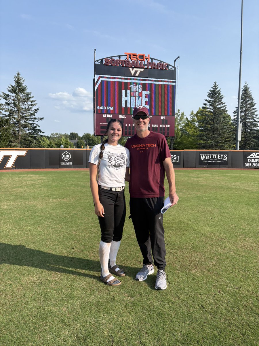 Had a great time today at the Virginia Tech skills and prospect camp!! Thank you for a great day! GO HOKIES🧡🦃
<a href="/VTechSBcoach/">Pete</a> 
<a href="/michaellew10/">Mike Lewis</a>