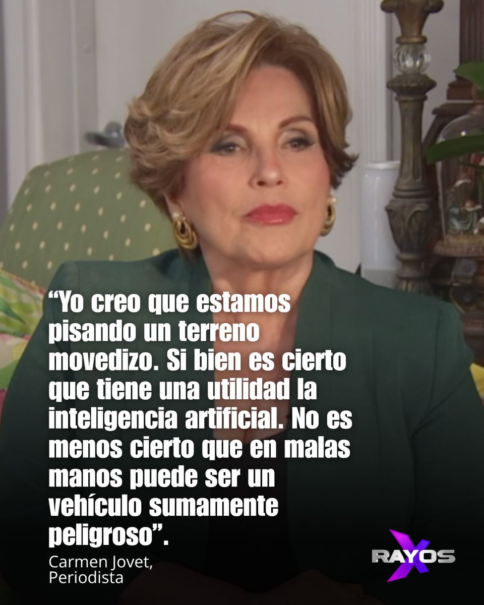 Carmen Jovet reflexiona sobre la inteligencia artificial y su impacto en el entretenimiento. Reconoce el reto, pero no le teme al cambio: “Es cuestión de adaptarse”.

#RayosX
