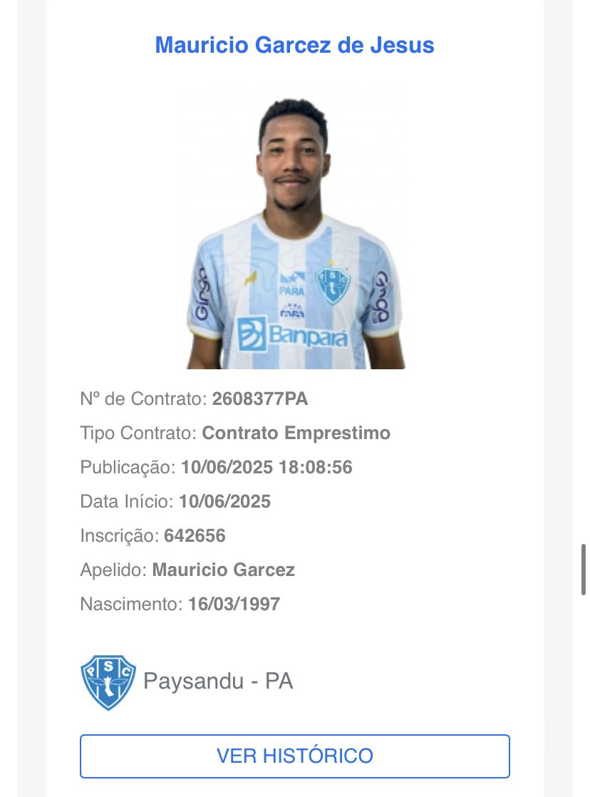 Victo98582Brito's tweet photo. O atacante Maurício Garcez já está oficialmente, regularizado pra atuar no papão!! https://t.co/2qF52g2LDe