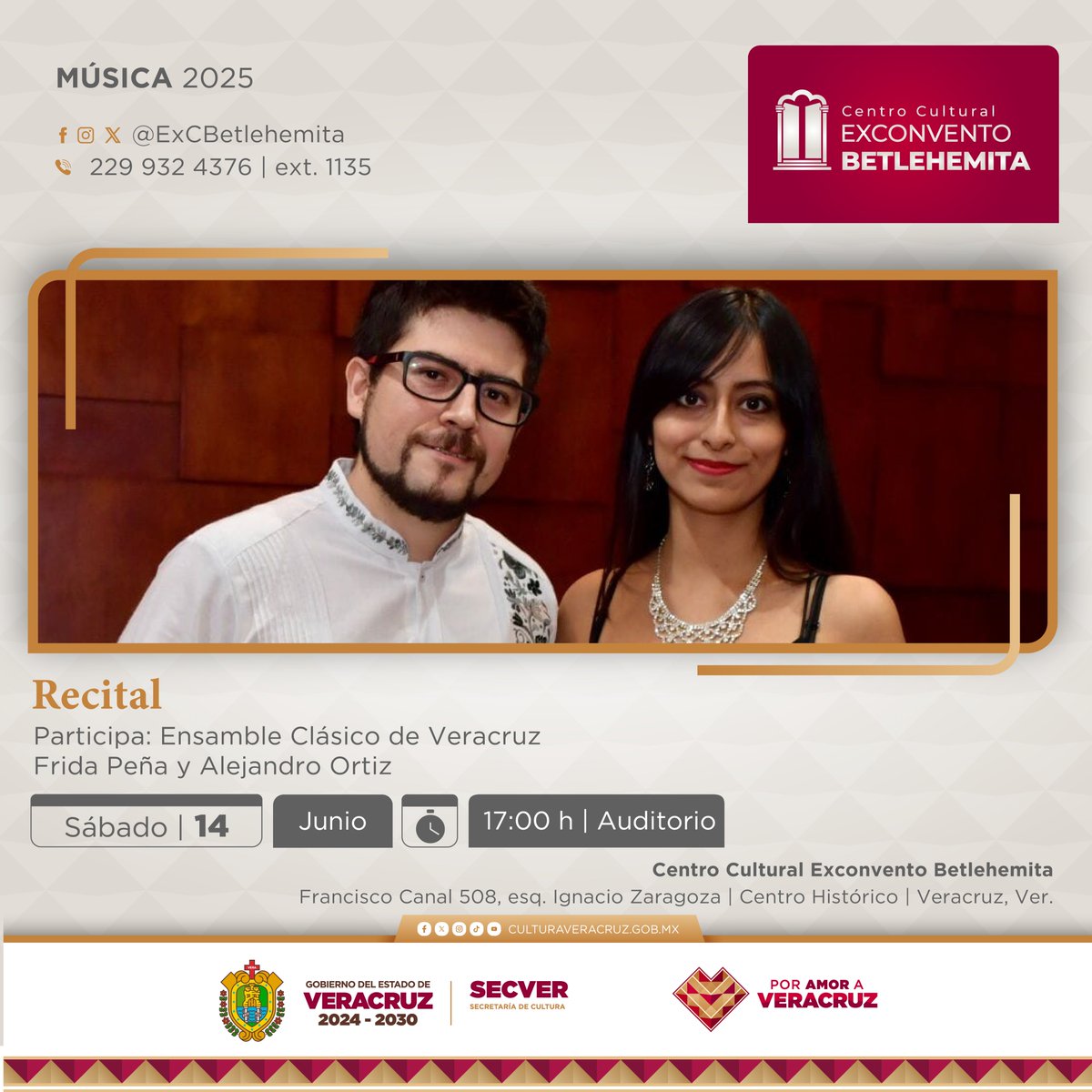 Este sábado tenemos una cita para disfrutar del 🎶Recital con el Ensamble Clásico de Veracruz, integrado por Frida Peña y Alejandro Ortiz con un programa para toda la famila.
🗓️14 de junio
🕔17 h
📍Auditorio
¡Acompáñanos!