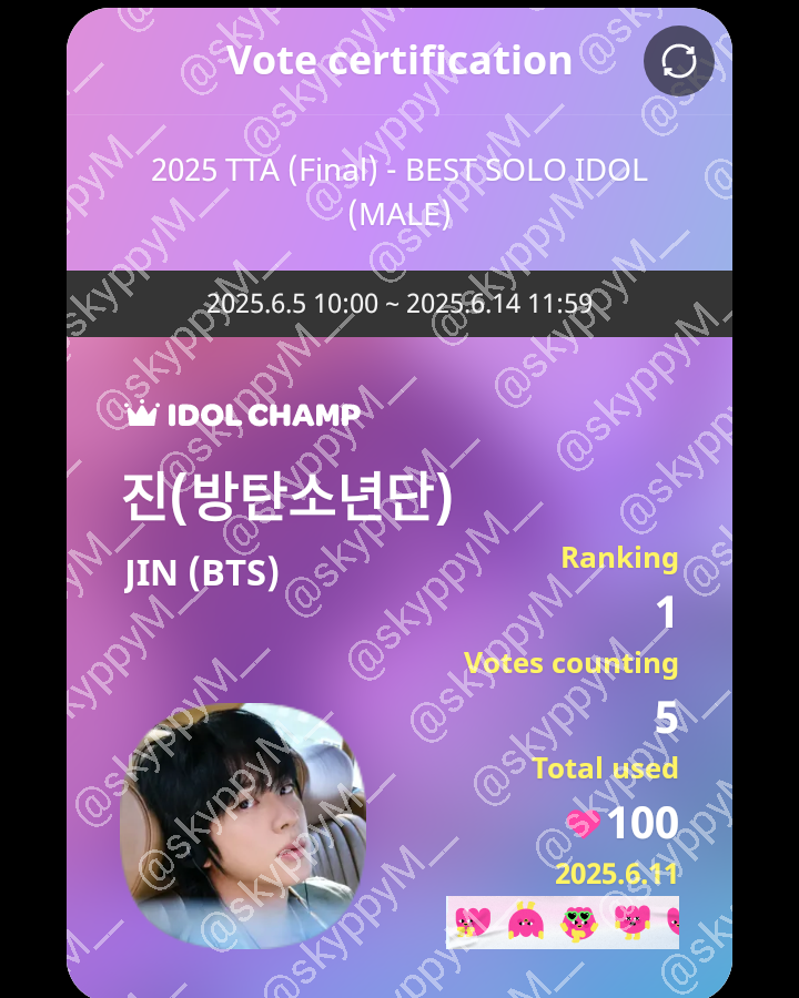 skyppyM__'s tweet photo. ✨for the winner #JIN #BTS https://t.co/McXK2dTd5u