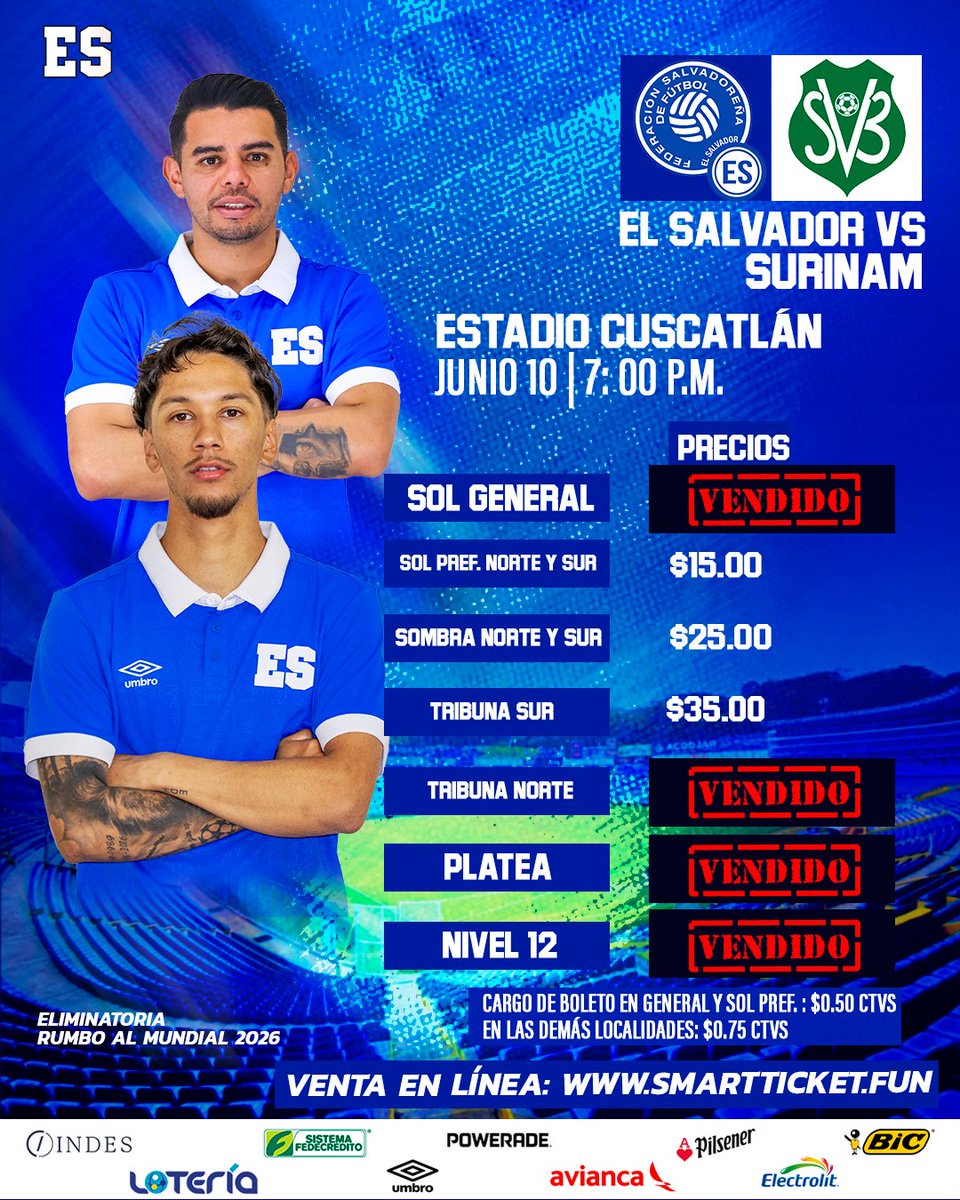 🎟️ | Esta noche tendremos casa llena 🤩

 ¡Sol General, agotado! 🔥👏🏼

🎫 ¡Apresurate a comprar en el resto de localidades! ⏳👀

🫵🏻 ¡No te quedes fuera! Asegura tu entrada 🏟️🏃🏻‍♂️

🎟️ Adquiere ya tus boletos en SMARTTICKET.FUN o en los puntos de venta físicos autorizados.