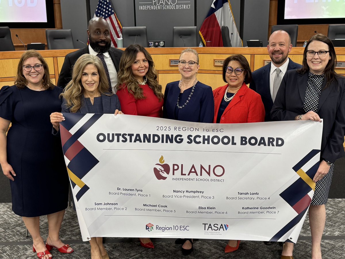 We are excited to announce our 2025 Region 10 Outstanding School Board, the Plano Independent School District Board of Trustees!  This prestigious recognition honors school boards that demonstrate exceptional leadership, vision, and commitment to student success. 

Key