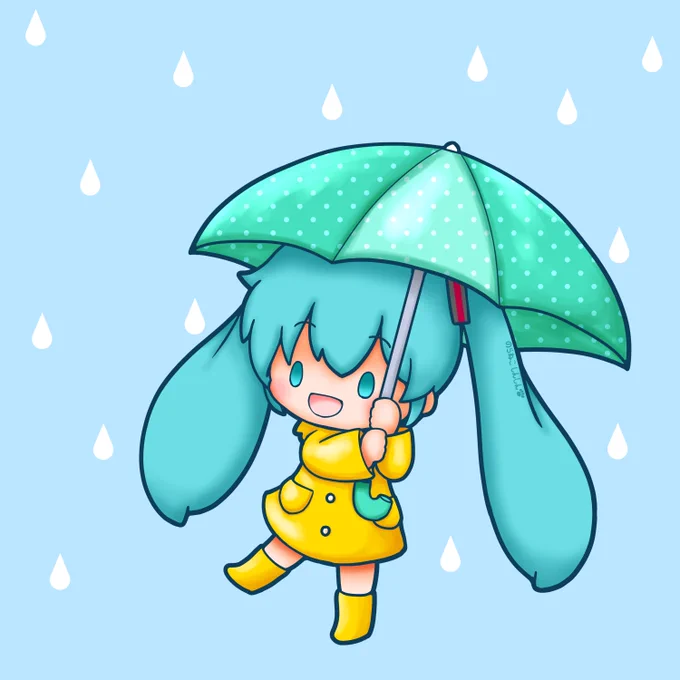 今日は傘の日 ミクちゃん、傘をさしてお出掛けです #初音ミク