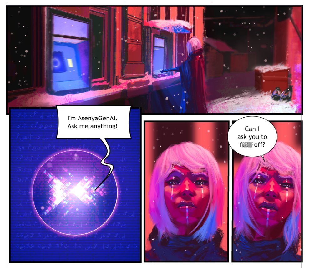 Guess who hates AI?
#noai #noaiart #aiartsucks #comiccon
#graphicnovels
#graphicnovel #character #oc #comiccharacter #comicpage #comicpanel #webcomics #webtoon #neon #cyberpunk #cyberpunkgirl #scificomics #scififantasy #sciencefictionartist #sciencefictionart #scifi