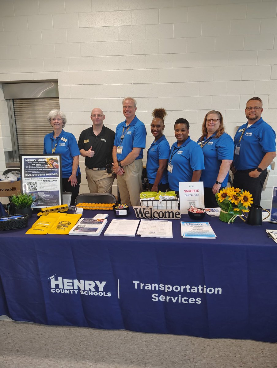 Transport_HCS's tweet photo. This awesome team representing at the @HenryCountyBOE Classified Job Fair today! We met tons of potential candidates for bus driver and bus monitor positions! We’re hiring! Get in touch if you’re interested! @McLeod_Edu @FontenotD0214 https://t.co/cerjhoLvtK