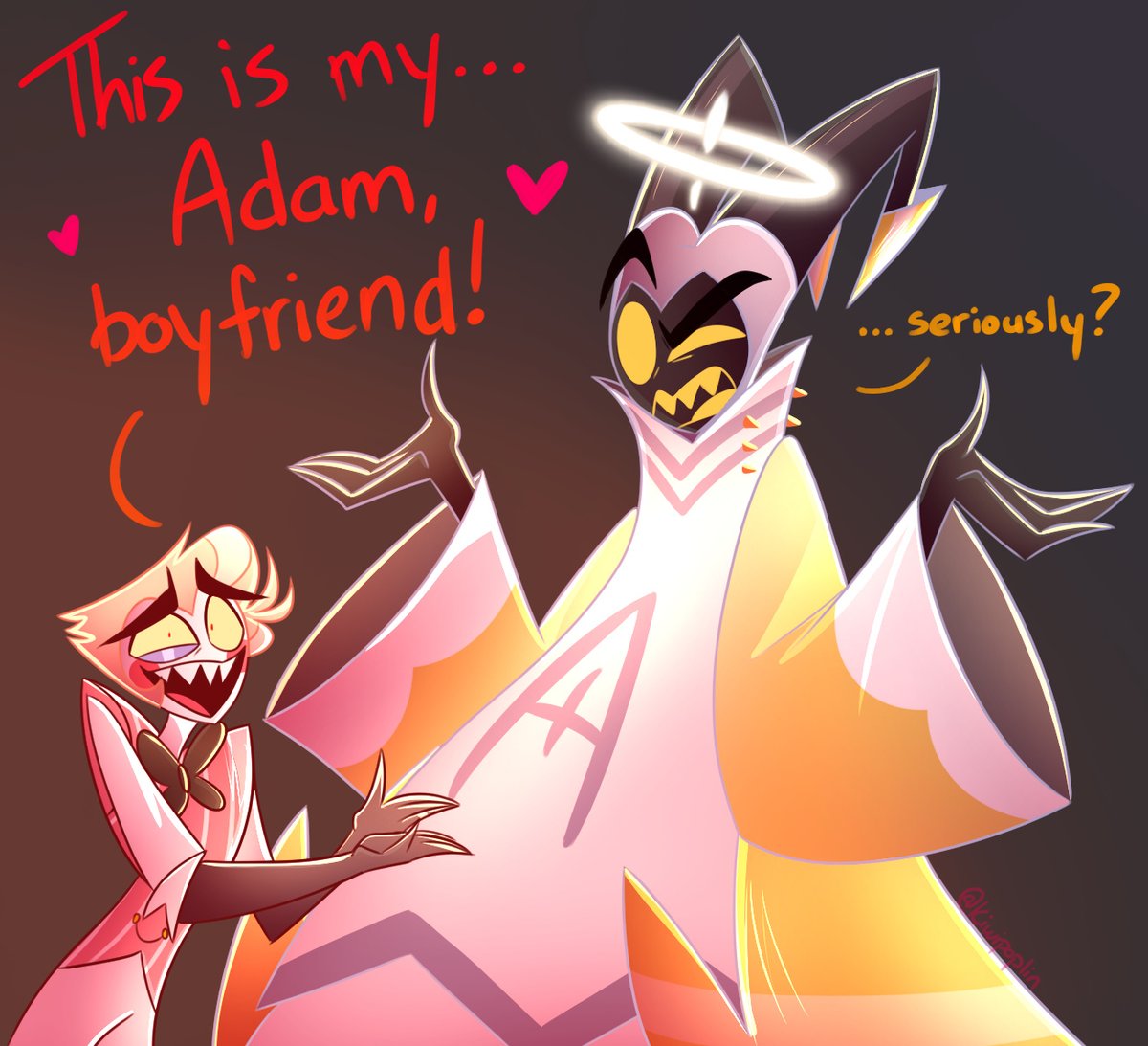 kiwipoplin's tweet photo. Nailed it! 

#adamsapple #hazbinhoteladam #hazbinhotellucifer https://t.co/HJAr6LIxRQ