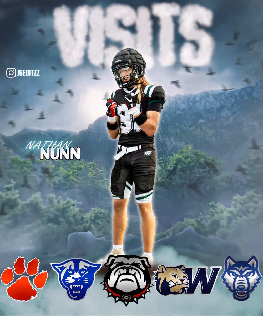 Nathan Nunn 2028 (@nathannunnd1) on Twitter photo Can’t wait to be at these schools for upcoming visits! 🎫
<a href="/coachnate56/">Coach Nate Stephens</a> <a href="/RecruitGeorgia/">Recruit Georgia</a> <a href="/PrepRedzoneGA/">Prep Redzone Georgia</a> <a href="/NEGARecruits/">Northeast Georgia Recruits</a> <a href="/CoachZackGoodFB/">Zachary Good</a> <a href="/DellMcGee/">Dell McGee</a> <a href="/Jttaylor_44/">juwan “Coach JT” Taylor</a> <a href="/CoachJHawkins/">Jeremy Hawkins</a> <a href="/JeremyO_Johnson/">Jeremy Johnson</a> <a href="/CoachUlassin/">Nick Ulassin</a> <a href="/CFravel247/">Cory Fravel</a> <a href="/MBolden_/">Markerious Bolden</a> <a href="/CJacksonPRZ/">Connor Jackson</a> Can’t wait to be at these schools for upcoming visits! 🎫
<a href="/coachnate56/">Coach Nate Stephens</a> <a href="/RecruitGeorgia/">Recruit Georgia</a> <a href="/PrepRedzoneGA/">Prep Redzone Georgia</a> <a href="/NEGARecruits/">Northeast Georgia Recruits</a> <a href="/CoachZackGoodFB/">Zachary Good</a> <a href="/DellMcGee/">Dell McGee</a> <a href="/Jttaylor_44/">juwan “Coach JT” Taylor</a> <a href="/CoachJHawkins/">Jeremy Hawkins</a> <a href="/JeremyO_Johnson/">Jeremy Johnson</a> <a href="/CoachUlassin/">Nick Ulassin</a> <a href="/CFravel247/">Cory Fravel</a> <a href="/MBolden_/">Markerious Bolden</a> <a href="/CJacksonPRZ/">Connor Jackson</a>
