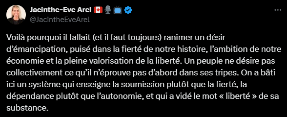 p_obergeron's tweet image. Il est possible d'être de droite et d'être indépendantiste, @JacintheEveArel en est un bel exemple.