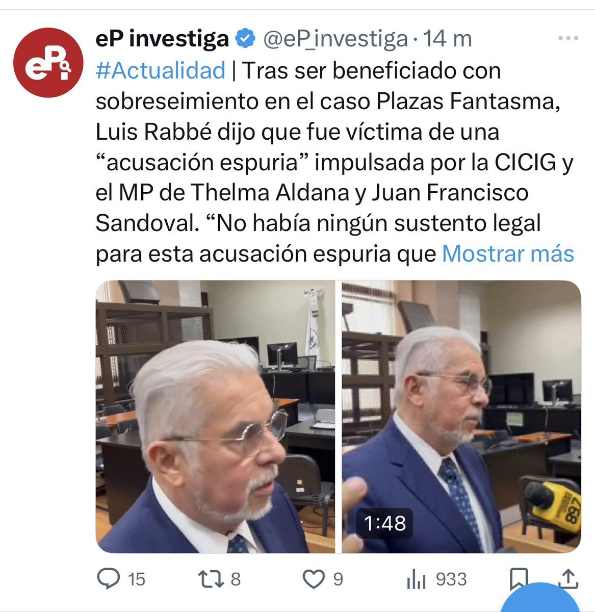 ManfredoGuate's tweet image. 🛑 Hoy la Sala Tercera de Apelaciones deja libre al abogado que representaba más de 200 empresas del mayor caso de defraudación fiscal en la historia de nuestro país que suma billones de quetzales #B410 📌 Esa misma Sala mantiene en prisión al periodista Zamora por el absurdo…