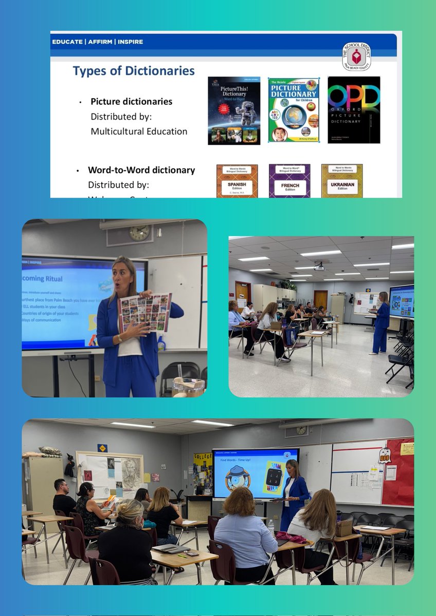 Inma Ibáñez (@inmaibanezy) on Twitter photo Using picture dictionaries with multilingual students work! Today participants learned strategies to integrate during instruction. Thank you all for attending! #HispanicLatinoSummerSummit 📚 <a href="/Dr_POrdonezF/">Dr. Patricia Ordóñez-Feliciano</a> <a href="/ChoisKatty/">Katty Chois</a> <a href="/pbcsd/">The School District of Palm Beach County</a> <a href="/EsolPbc/">ESOL PB Schools</a> Using picture dictionaries with multilingual students work! Today participants learned strategies to integrate during instruction. Thank you all for attending! #HispanicLatinoSummerSummit 📚 <a href="/Dr_POrdonezF/">Dr. Patricia Ordóñez-Feliciano</a> <a href="/ChoisKatty/">Katty Chois</a> <a href="/pbcsd/">The School District of Palm Beach County</a> <a href="/EsolPbc/">ESOL PB Schools</a>