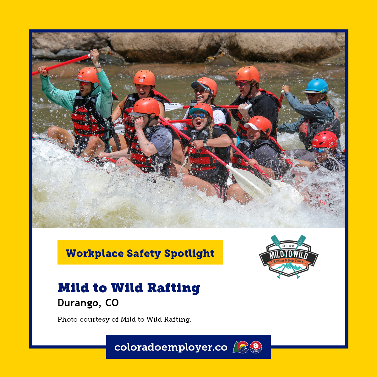 Colorado Department of Labor and Employment (@coloradolabor) on Twitter photo This Workplace Safety Month, CDLE honors <a href="/Mild2WildRaft/">Mild to Wild Rafting & Jeep Tours</a> . Their commitment to workplace safety builds a resilient, confident team ready to manage thrilling terrain and share unforgettable experiences responsibly. Serious about workplace safety? Visit coloradoemployer.co This Workplace Safety Month, CDLE honors <a href="/Mild2WildRaft/">Mild to Wild Rafting & Jeep Tours</a> . Their commitment to workplace safety builds a resilient, confident team ready to manage thrilling terrain and share unforgettable experiences responsibly. Serious about workplace safety? Visit coloradoemployer.co