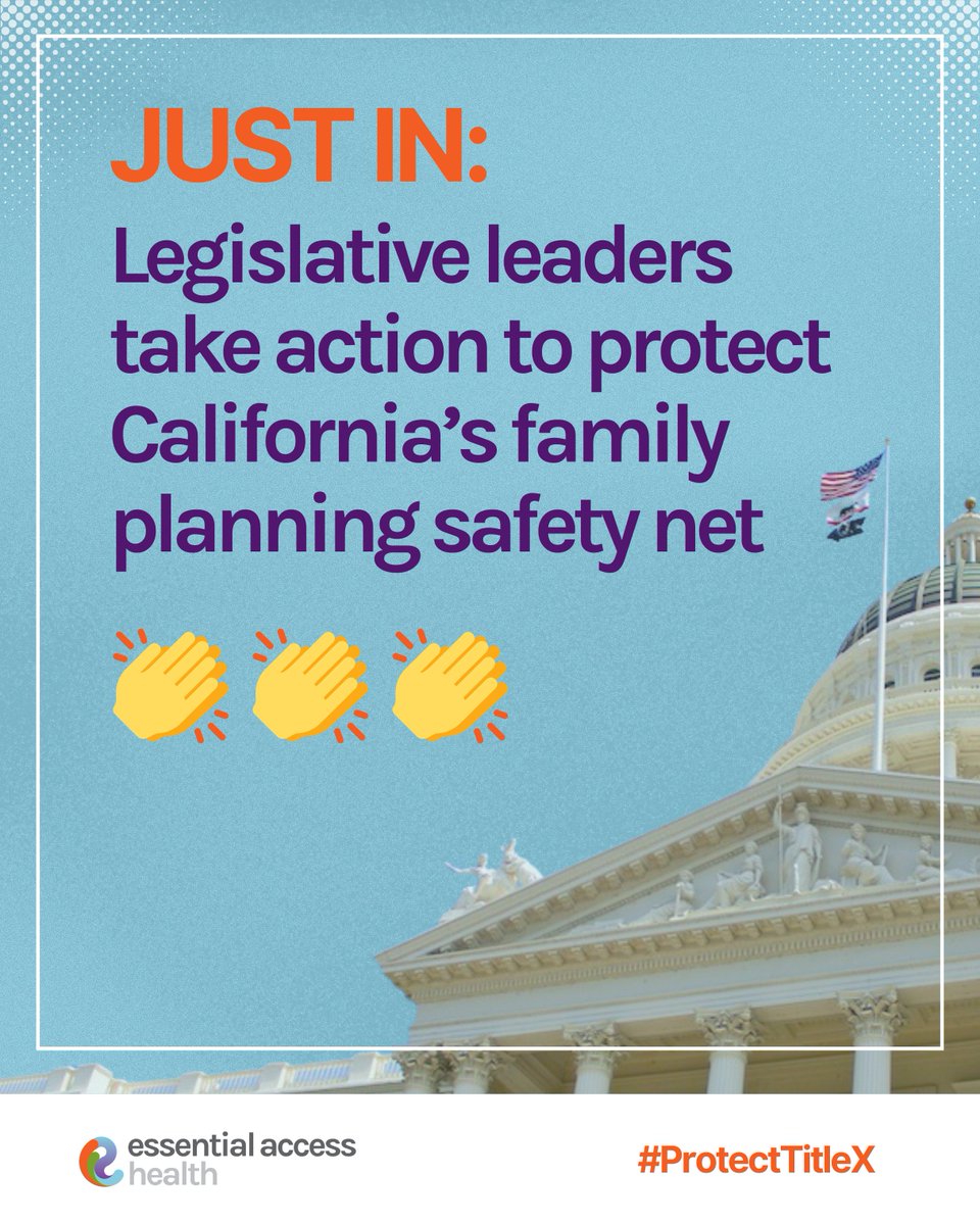 EssnAccessHlth's tweet image. THANK YOU to legislative leaders for protecting California’s family planning safety net by including #TitleX backfill funding in the Legislature’s budget agreement! 👏👏👏