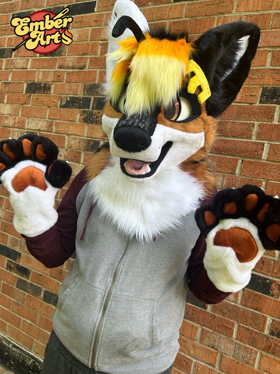 EmberArts_Suits's tweet photo. Finished photos of Cheese!🧀 

This guy was fun to make, and features 4 ears, Magnetic and velcro accessories, 3d eyes, over 125 hand sewn spots, and 5 fingered hand paws! https://t.co/Ek69GW7kxe