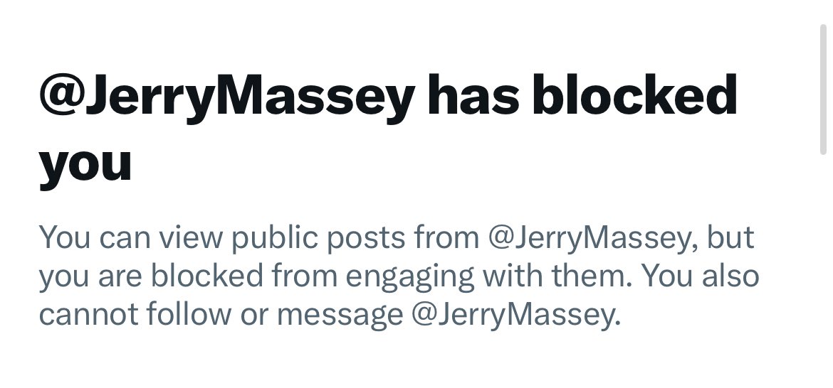 Greatness doesn’t discriminate, only insecure people like <a href="/JerryMassey/">Jerry Massey</a> do. Don’t be like Jerry. Also, shoutout to my first ever block, feels fantastic! Something tells me Jerry’s going on a blocking spree this morning.