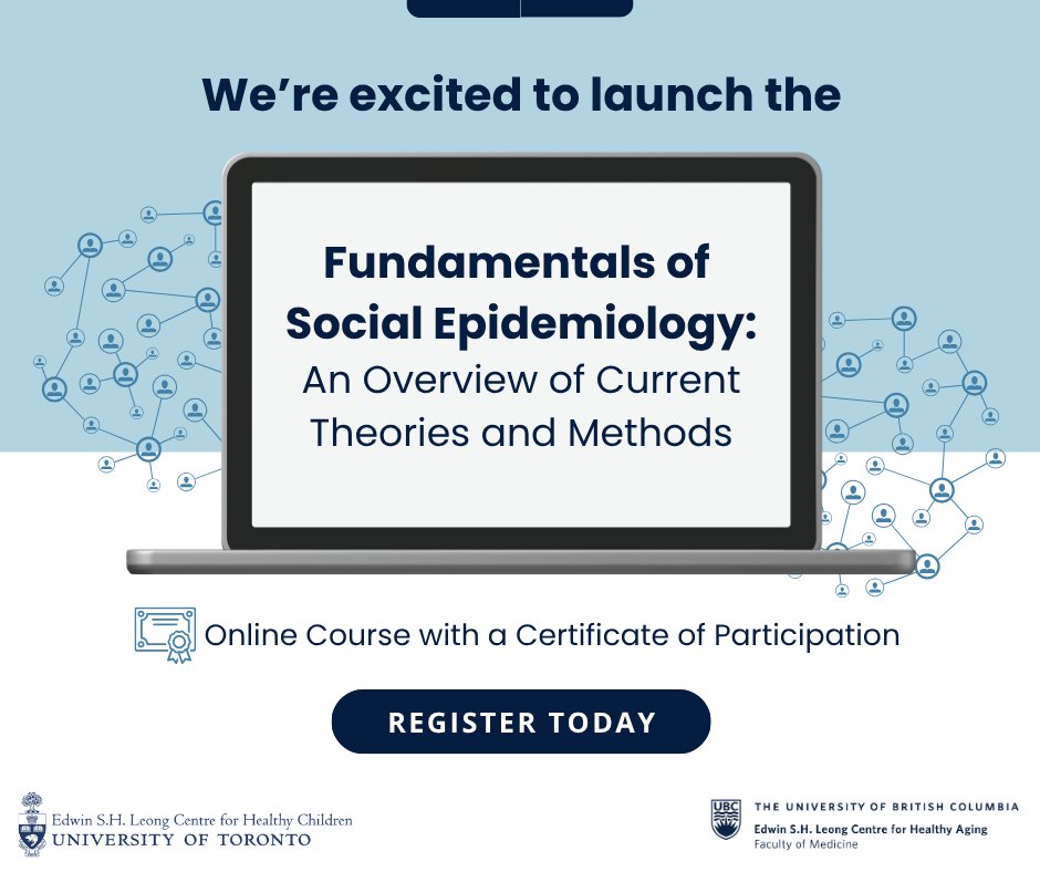 Edwin S.H. Leong Centre for Healthy Children (@leongcentre) on Twitter photo 🎉 We’re excited to launch our new asynchronous Fundamentals of Social Epidemiology course in partnership with <a href="/UBCAging/">Edwin S.H. Leong Centre for Healthy Aging</a>! This course explores key frameworks & methods in health equity research. 🖱️Register by July 4: leongcentre.utoronto.ca/social-epidemi…
<a href="/SickKidsNews/">The Hospital for Sick Children (SickKids)</a> <a href="/UofT_dlsph/">U of T Public Health</a> 🎉 We’re excited to launch our new asynchronous Fundamentals of Social Epidemiology course in partnership with <a href="/UBCAging/">Edwin S.H. Leong Centre for Healthy Aging</a>! This course explores key frameworks & methods in health equity research. 🖱️Register by July 4: leongcentre.utoronto.ca/social-epidemi…
<a href="/SickKidsNews/">The Hospital for Sick Children (SickKids)</a> <a href="/UofT_dlsph/">U of T Public Health</a>