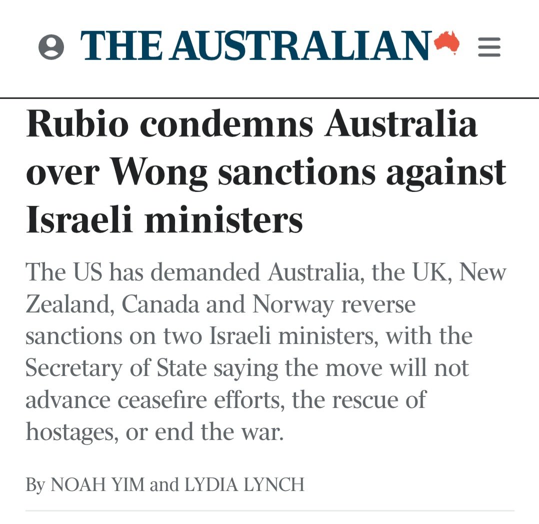The US 'DEMANDS' Australia reverses sanctions against Israeli ministers .