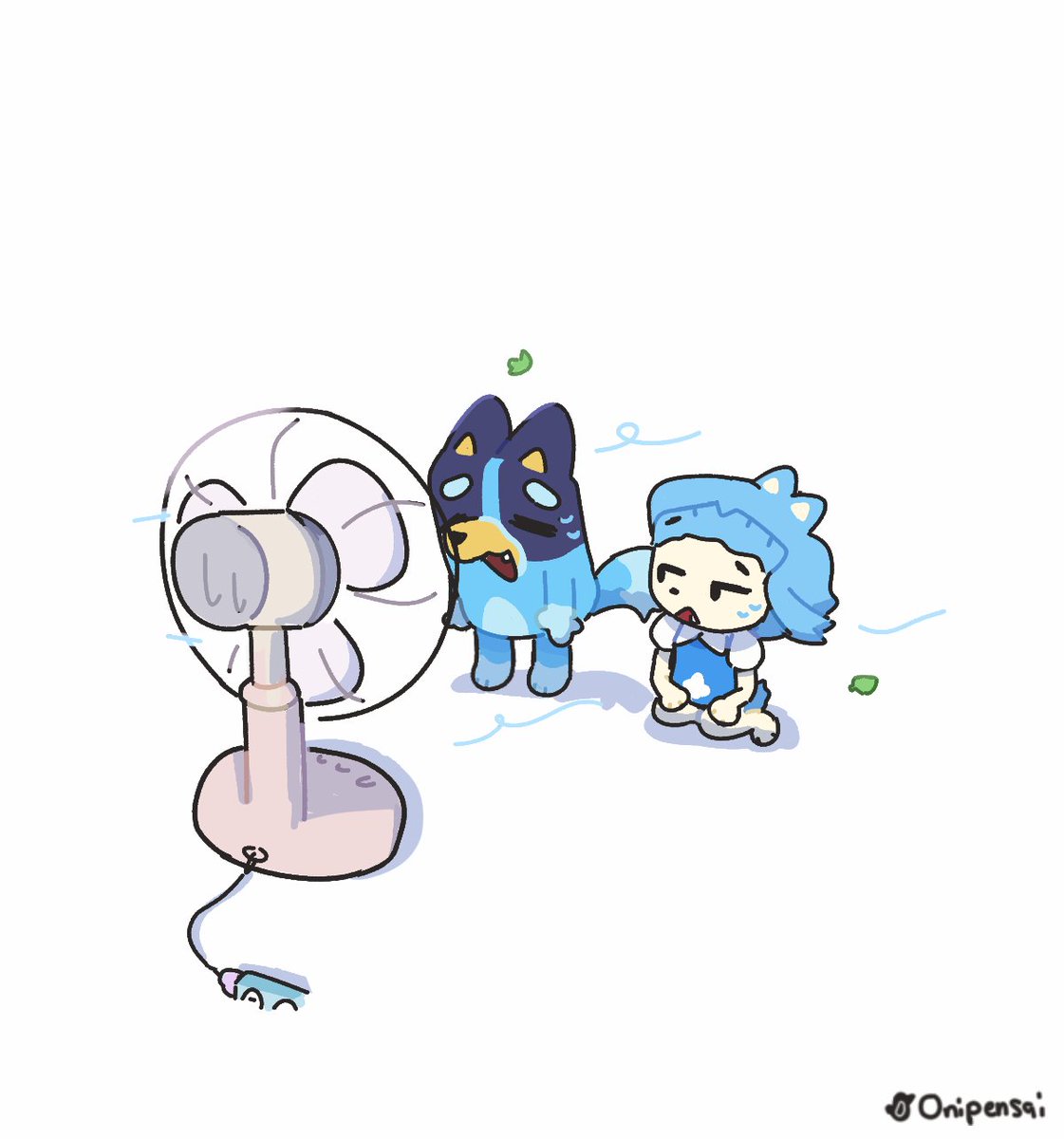 Onipensai's tweet image. Fanning #bluey #blueytwt