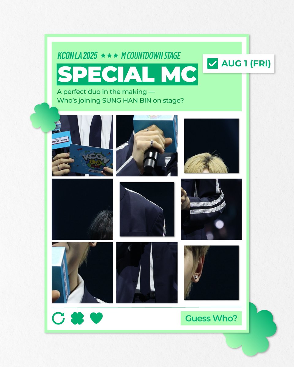 kconusa's tweet image. [#KCONLA2025] Can you guess the SPECIAL MC? 👀

Find out who the daily Special MCs are 
— revealed in just 24 hours ⏰!

Get ready for an epic duo 😉

-
► Get your Ticket Now! 
🔗 axs.com/kcon2025 

📌 Ticket Info 
🔗 mnetplus.onelink.me/TRa8/cjn7pl38 

🎟️ KCON EXPRESS / FAST PASS…