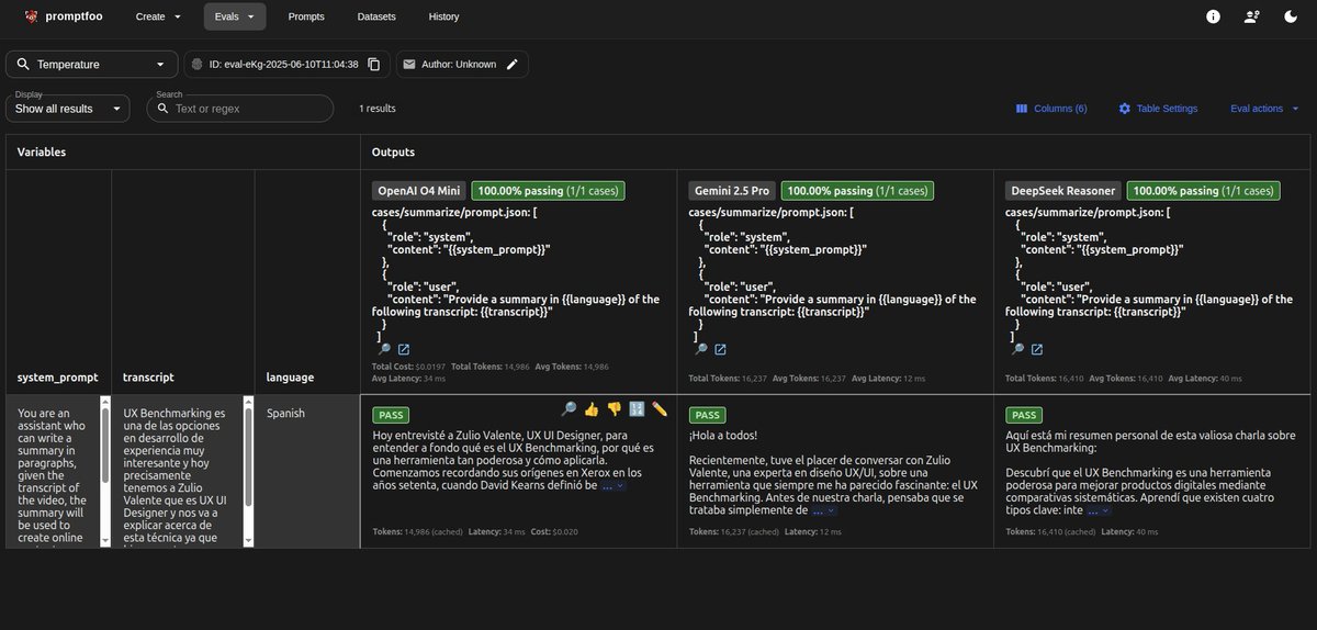 nicobytes's tweet image. Hace poco estoy probado #promptfoo herramienta que me permite comparar el rendimiento de diferentes modelos y técnicas de #prompt, incluso ajustando parámetros como la temperatura o top-p. Ideal para encontrar la configuración óptima e iterar mis prompts. #LLMs #DesarrolloIA
