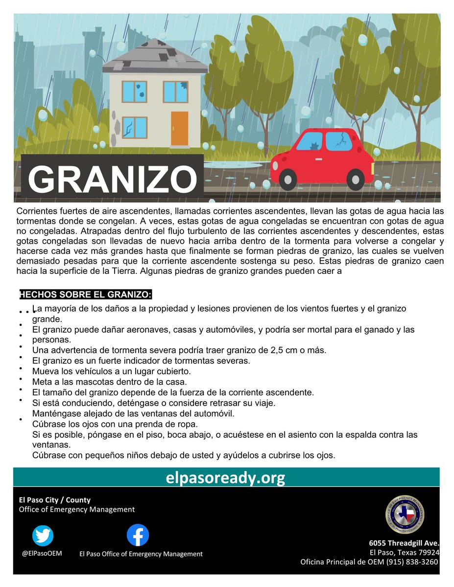 The National Weather Service has issued a Severe Thunderstorm Watch⛈️for the El Paso and surrounding areas! Be prepared for rain, wind, flooding and even hail in some areas. If driving, take caution and turn on your headlights. If you see flooding —turn around, don’t drown! 🛟