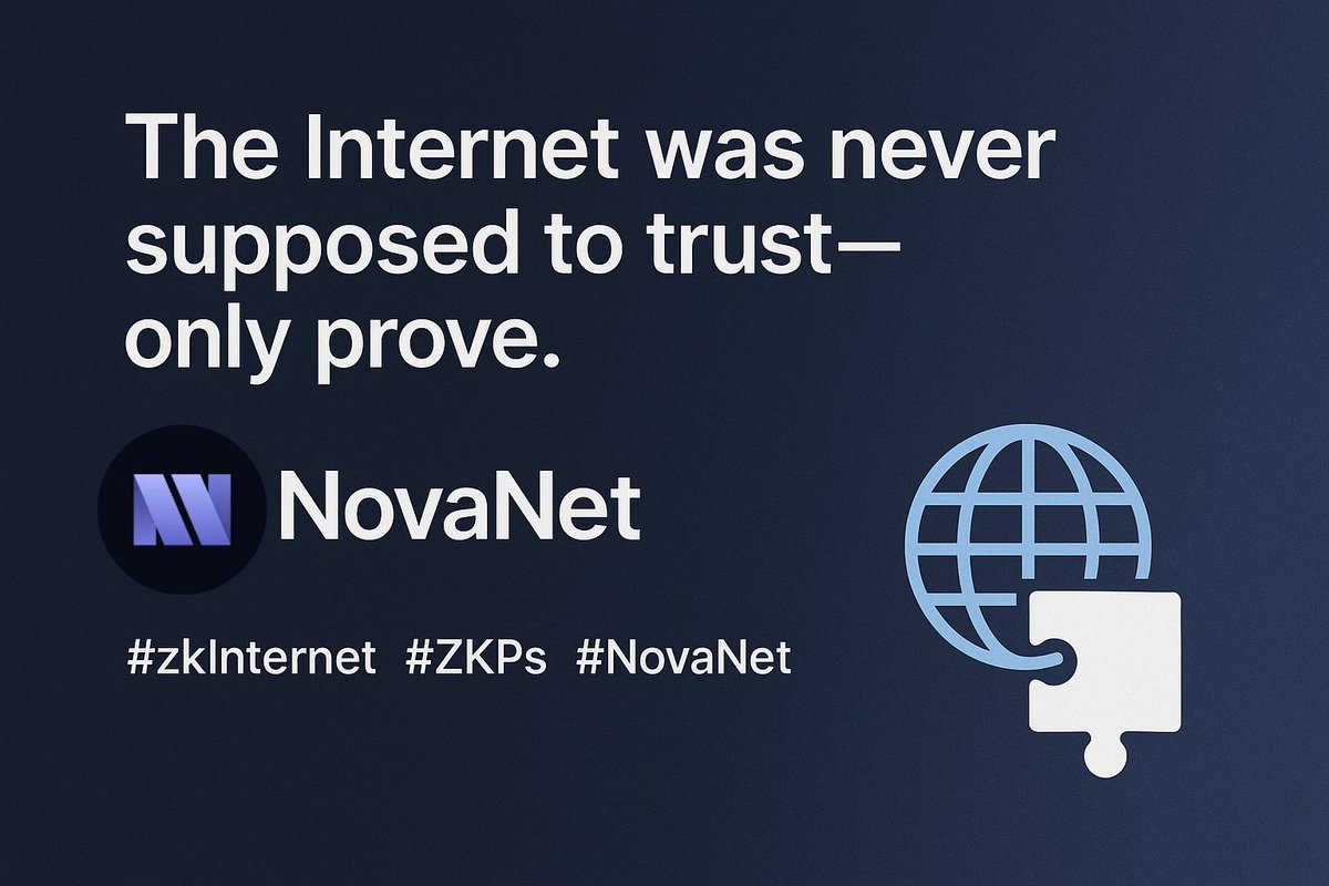 DeFi_kemi's tweet image. The Internet was never supposed to trust—only prove.

With @NovaNet_zkp, we’re not surfing the web.
We’re verifying reality. 🌐🧩

#zkInternet #ZKPs #NovaNet