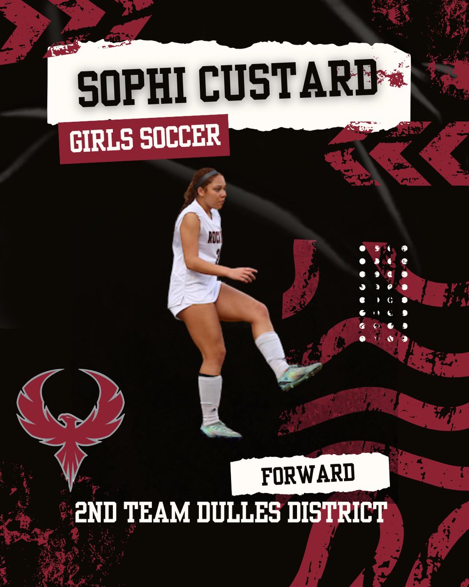 Congratulations to Junior Sophi Custard for making 2nd team as Forward for the Dulles District for Girls Soccer!🔥⚽️ We are so proud!⚽️🔥