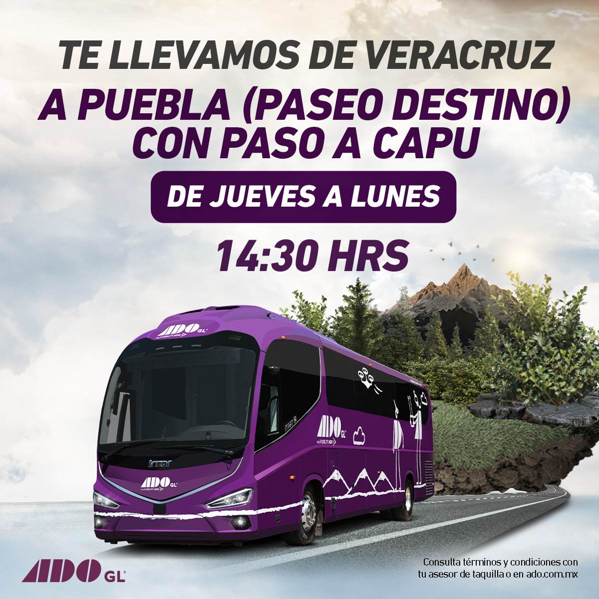 ¿Listo para escapar de la rutina? ✨ Con ADO GL viaja de Veracruz a Puebla (Paseo Destino) con paso a CAPU Sur y descubre la magia de este destino. Horarios disponibles de jueves a lunes a las 14:30 h. ¡No esperes más! Compra tus boletos ahora.  tinyurl.com/2a5fdumt
#RutasADO