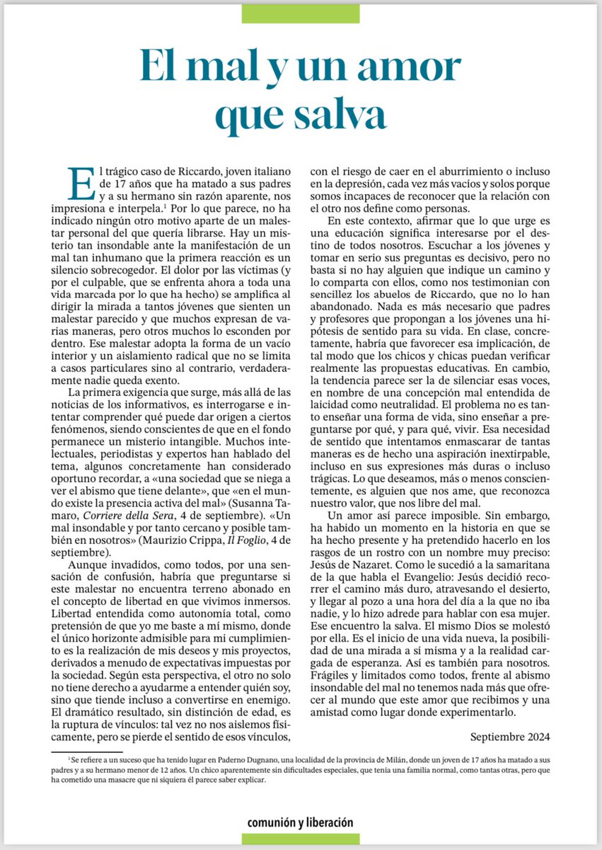 El problema no es tanto enseñar una forma de vida, sino enseñar a pre- guntarse por qué, y para qué, vivir.