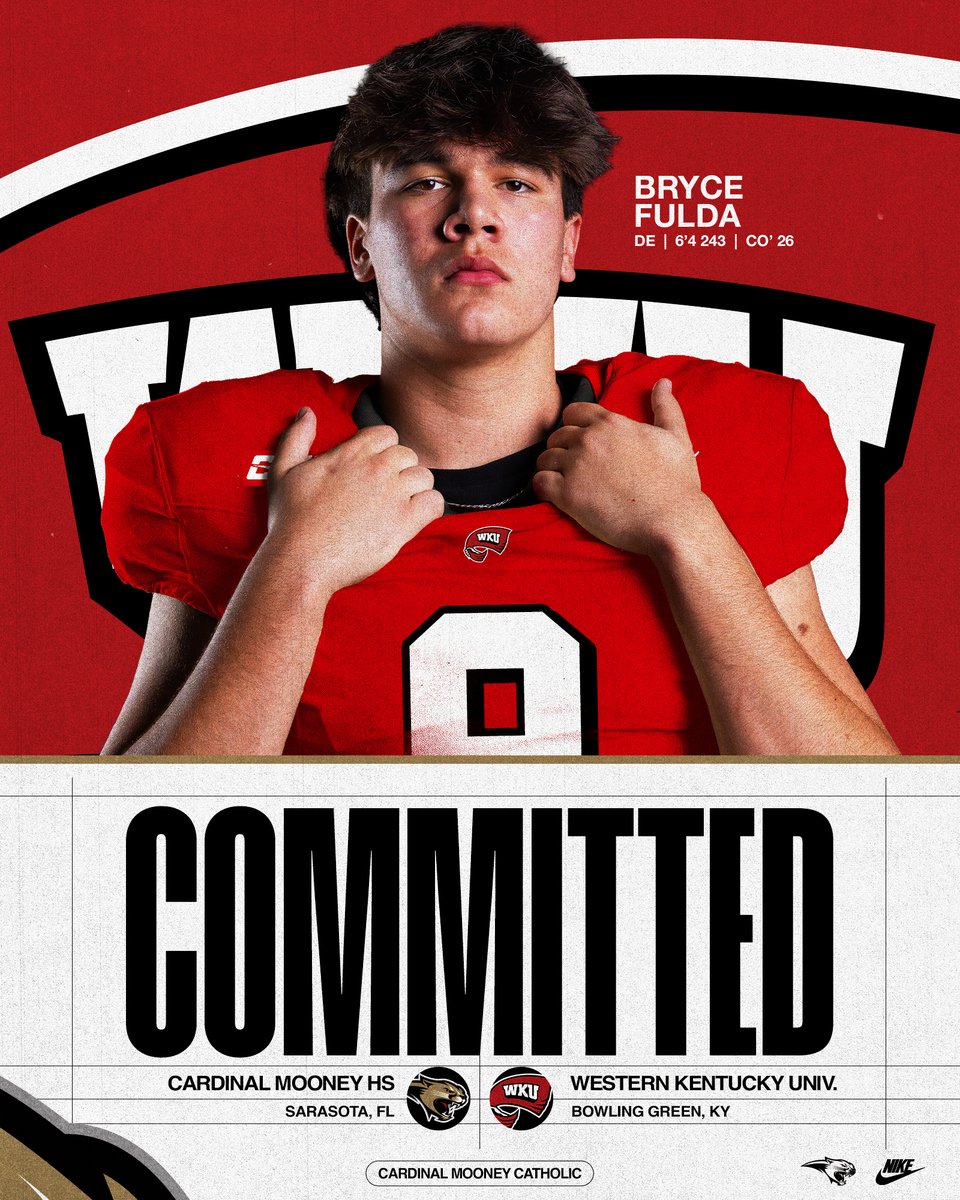 Congrats to 2026 DE <a href="/bryce_fulda/">3 ⭐️ Bryce Fulda</a> on his commitment to Western Kentucky! #GoTops