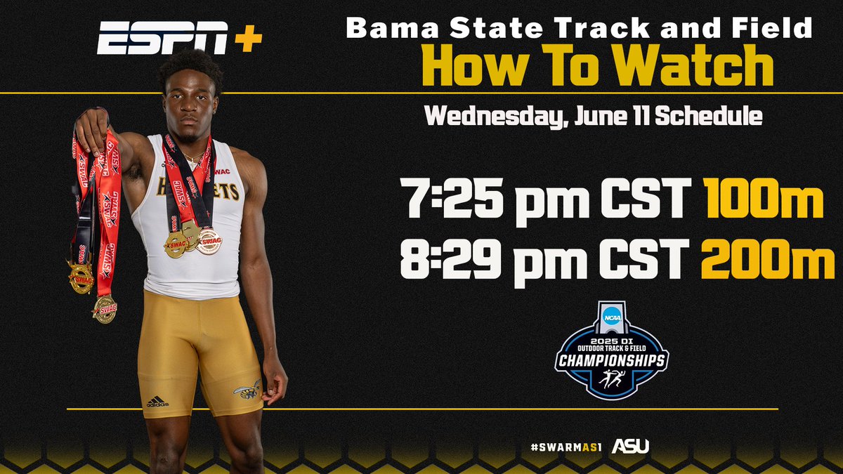 Bama State Athletics (@bamastatesports) on Twitter photo ๐๐ฎ๐ฝ๐ฝ๐ฒ๐ป๐ถ๐ป๐ด ๐๐ผ๐บ๐ผ๐ฟ๐ฟ๐ผ๐ 
Jamarion Stubbs will be competing in the 100m and 200m races tomorrow! 
Here's how to keep up.
๐บ loom.ly/9CcynxA
๐ถ loom.ly/7Zkm3uM
#SWARMAS1 ๐๐ฎ๐ฝ๐ฝ๐ฒ๐ป๐ถ๐ป๐ด ๐๐ผ๐บ๐ผ๐ฟ๐ฟ๐ผ๐ 
Jamarion Stubbs will be competing in the 100m and 200m races tomorrow! 
Here's how to keep up.
๐บ loom.ly/9CcynxA
๐ถ loom.ly/7Zkm3uM
#SWARMAS1