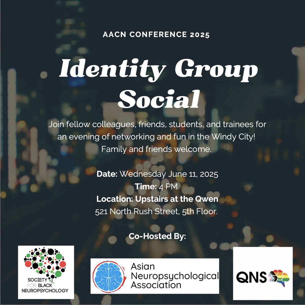 AsianNeuropsych's tweet image. Come out to a social hosted by QNS, SBN, ANA, and HNS! You don’t need to be a member to attend. Friends and family are welcome!